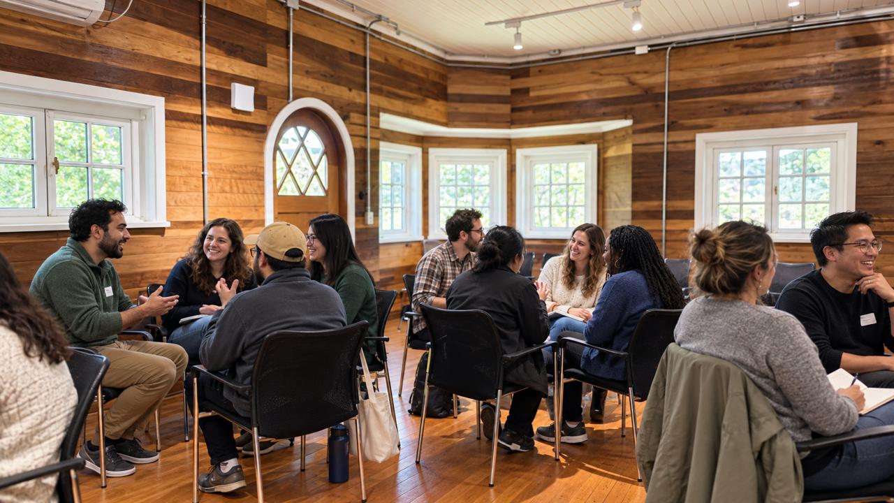 Equipos conversando durante una jornada de Nuestros Lazos